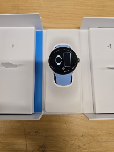 Google Pixel Watch 2 Wi-Fi 41mm Silver Aluminum Case Blue Band GA05032-US - Photo 11 sur 11