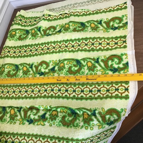 Vintage MCM Floral Lime Green yellow 1970s Upholstery FABRIC 2.25 Yd x 56 wide - Picture 3 of 7