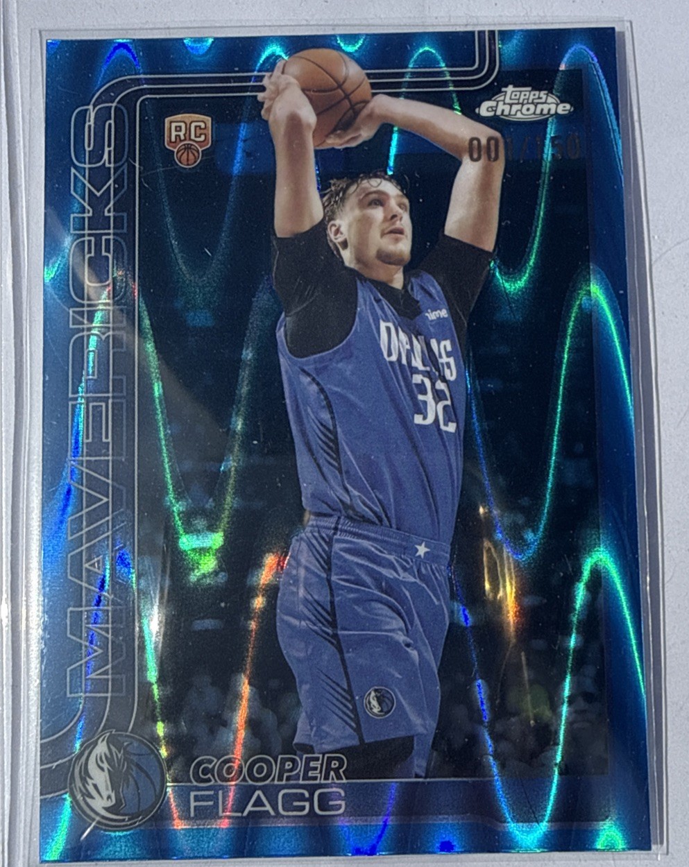 2025 Topps NBA Chrome #251 COOPER FLAGG Blue Wave /150 Rookie RC Card