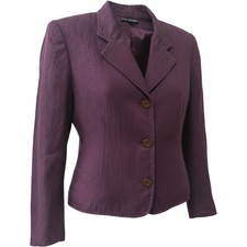 Halston Blazer Jacket Womens 10 Vintage Purple 3 Button Made in USA Designer