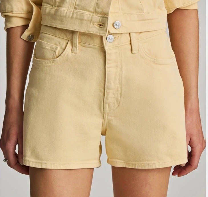 Mavi Heidi High Rise Light Wash Yellow Denim Bermuda Shorts 27 5-Pocket