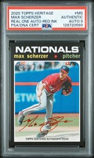 2020 TOPPS HERITAGE REAL ONE AUTOS #MS MAX SCHERZER 22/71 PSA AUTHENTIC AUTO 9