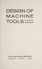 Design of Machine Tools Hardcover Olaf Andreas Johnson