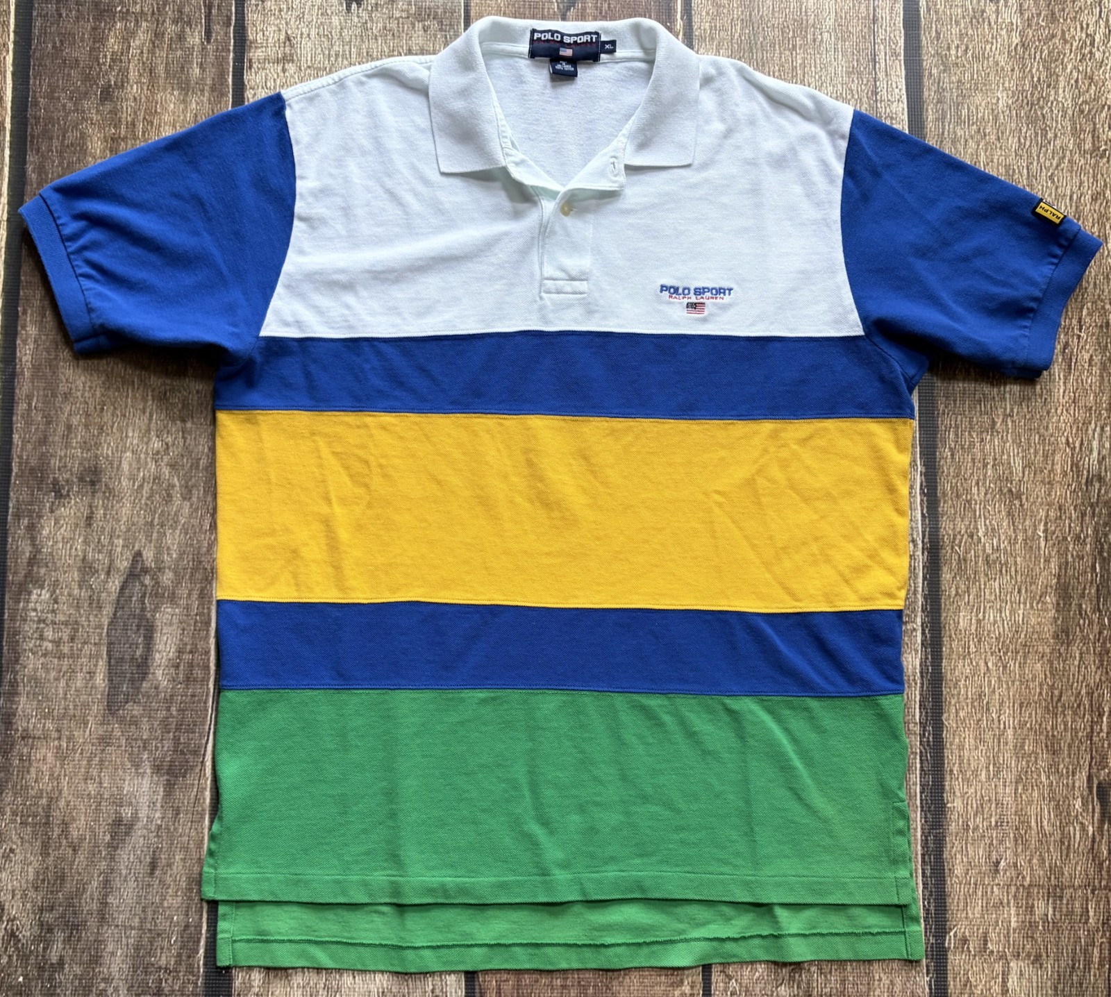 VINTAGE POLO SPORT COLORBLOCKED POLO SHIRT MULTI MENS XL EXCELLENT CONDITION