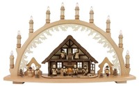 Holz Schwibbogen Lichterbogen 230V - Winterkinder 10 Flammig - Echt Erzgebirge