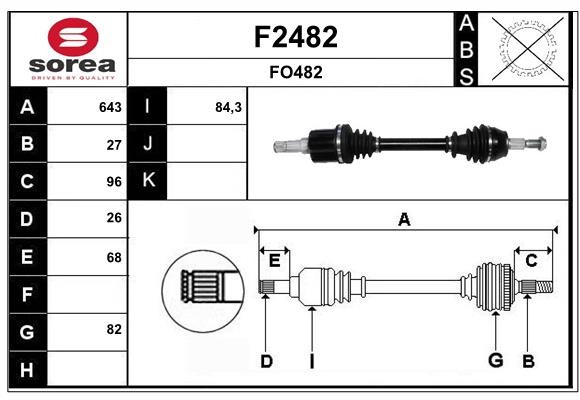 Arbre de transmission SNRA F2482 élimine les vibrations sur FORD TRANSIT CONNECT