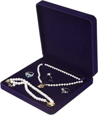 LETURE Velvet Jewelry Set Box, Gift Box for Bracelet Necklace Blue 