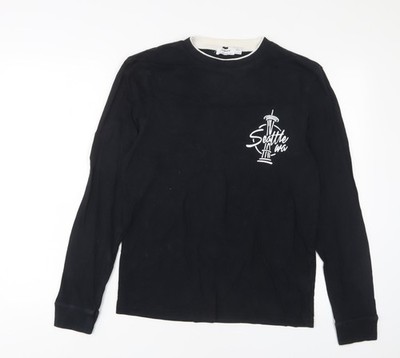Topman Herren T-Shirt schwarz Baumwolle Größe S Rundhalsausschnitt