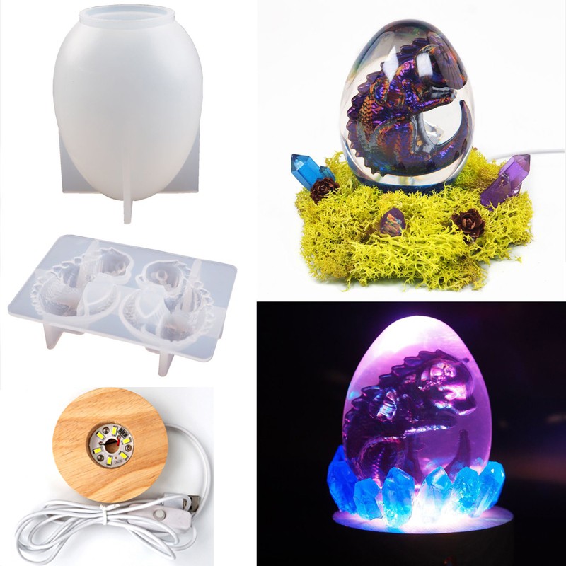 3D Dinosaur Resin Epoxy Silicone Mold Egg Casting Mould Lamp DIY Crystal Craft