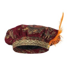 Medieval Beret Tudors Cap with Feather Renaissances Medieval Costume Accessory