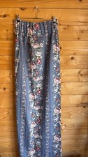 Vintage pair of curtains classical blue floral Chintz roses peonies W30