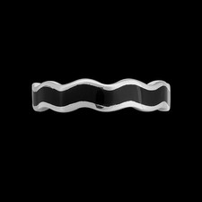 Wave Band Ring   925 Sterling Silver   Black Resin   River Inspired