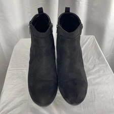 Dream Pairs Side Zipper Suede Wedge Heel Almond Toe Ankle Booties Women's Sz 11