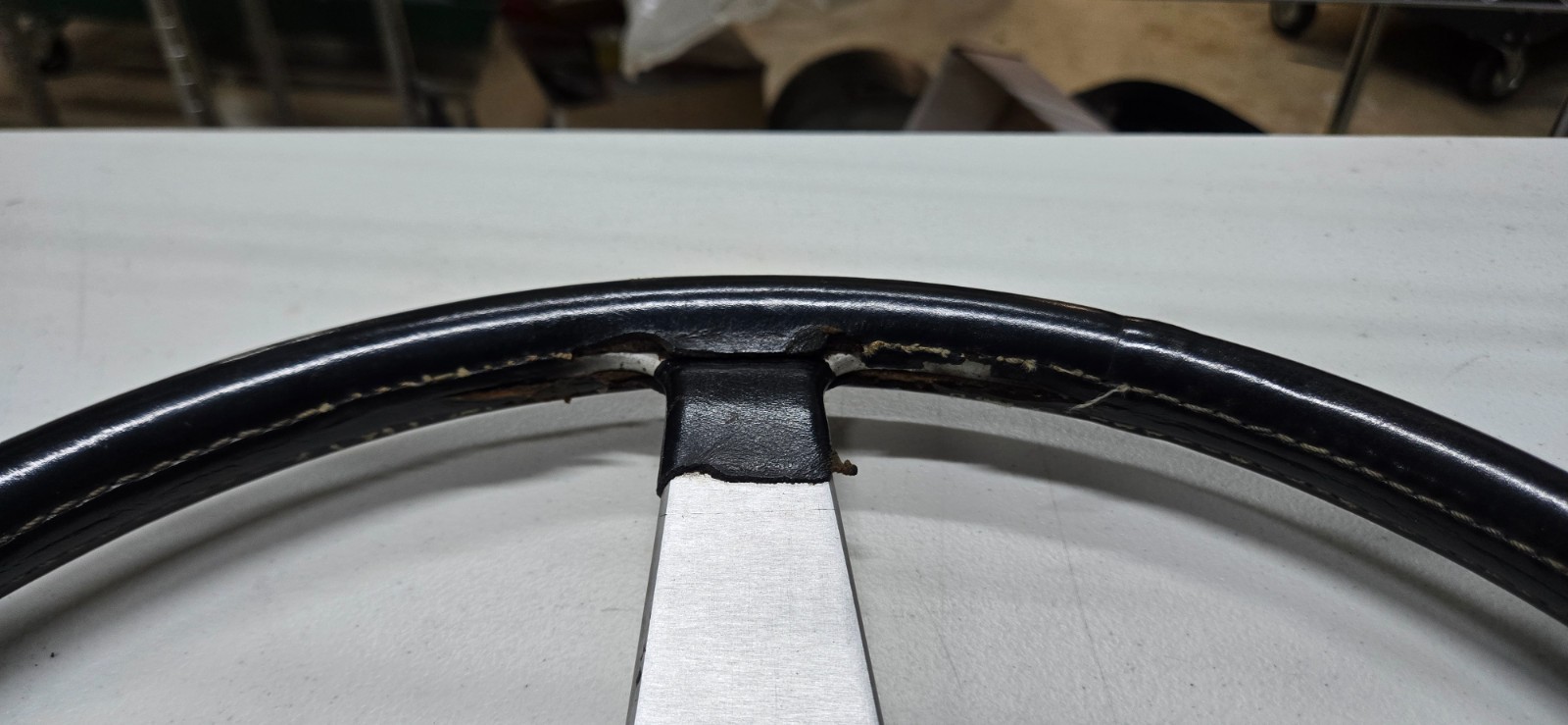 1960's Ferrari Leather Wrapped Steering Wheel Used visible wear