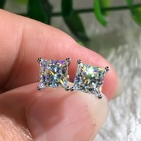 925 Sterling Silver Sparkle White Stone Stud Earrings Women Girls Jewellery Gift