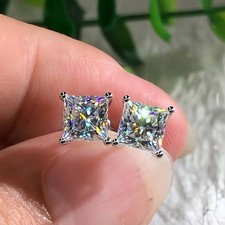925 Sterling Silver Sparkle White Stone Stud Earrings Women Girls Jewellery Gift