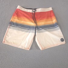 O'Neill Shorts Mens 36 Multi Sunset Striped Hybrid Board Stretch Swim Trunks