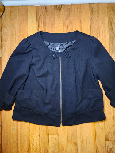 Sandro, Sandro Sportswear Women’s Black Full Zip Lined Pocket Knit Jacket Size L