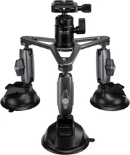TELESIN Triple Suction Cup Car Mount Heavy Duty Tripod with 360 Ball Head