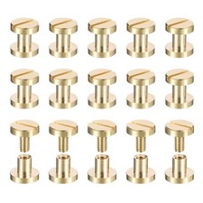 25Pack Brass Chicago Screws, 5x8mm Post Nail Stud Rivets, Brass Tone