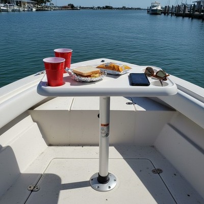 Marine-Style Rectangular Table Set with Locking Mechanism - Matte White Finish