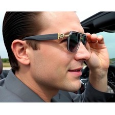 MEN FASHION DESIGNER SHADES SUNGLASSES OVERSIZED MIAMI STYLE SQUARE GRAY LENS