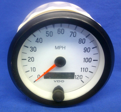 NOS Vintage VDO 437201 120MPH Cockpit White Speedometer 3-1/8''