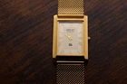 Seiko Slim Quartz Men Gold Dial & Bracelet Dress Vintage Watch