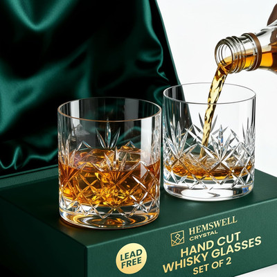 Whiskey Glasses Set of 2 for Men and Women - 11Oz Crystal Rocks Bourbon Glasses 