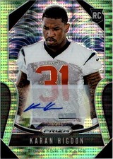 2019 Panini Prizm Rookie Autographs Prizms Neon Green #333 Karan Higdon Auto FB