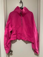 CUTE! Lululemon XL/XXL Scuba Raspberry Hot Pink Fuchsia Oversized Half Zip
