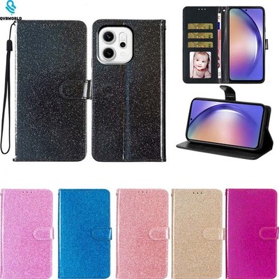 Handy Hülle für Oppo Find X8 Reno 14 Pro 8 12 14 Bling Glitzer Leder Wallet Case