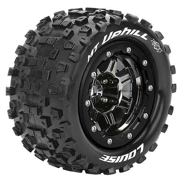 Louise RC MT-Uphill T-Maxx Soft 1/2 ET (17mm Hex) Black Chrome Wheels & Tyres...