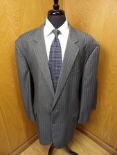 Geoffrey Beene Mens Suit 56L 46W X 27.5 Gray Pinstripe Poly Rayon T#302