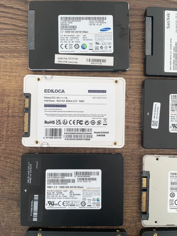 10 x SATA SSD 2.5" Bundle 2.3TB Total. Samsung Toshiba Sandisk, New & Used Mix - Image 2 of 4
