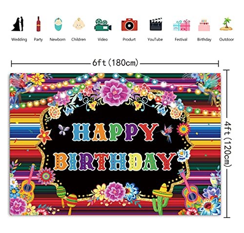 Mexican Birthday Backdrop for Photography Fiesta Themed Party Banners Fiesta - Picture 7 of 8
