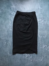 Vintage 90s Archival Gianni Versace Luxury Casual S.p.A Black Wool Pencil Skirt