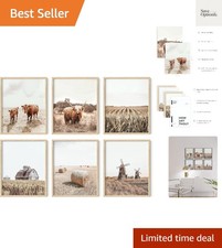 Highland Cow Wall Art   Set of 6 Rustic Farmhouse Decor, Unframed Cow Prints,...