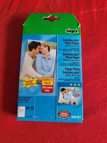 Neu,Sigel,Everyday plus,Photo Papier,200 g,10x15 cm,Bonus Pack 60+12