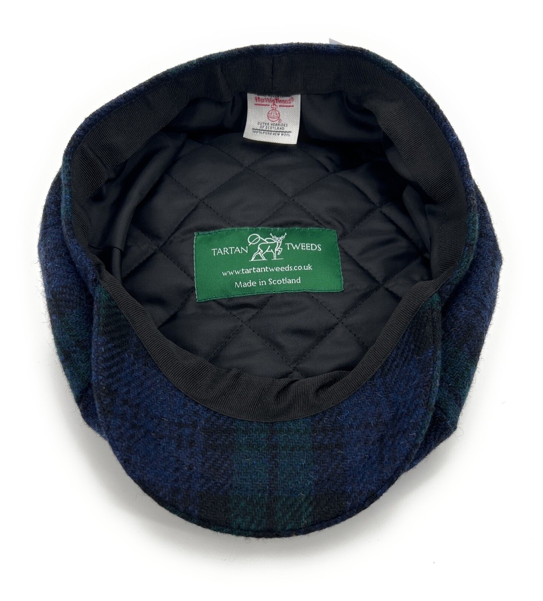 Harris Tweed Traditional Peak Eight Panel Newsboy Cap