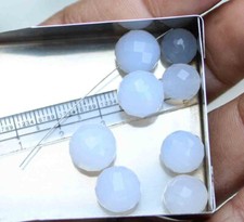 55.10 Ct Natural Chalcedony Round Faceted Briolette Tear Drop Loose Gems Beads