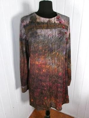Robe chaude stretch AVENTURES DES TOILES 44/46 imprimé "Mur gris fleuri" - Photo 1/4