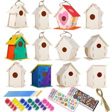 24 Pack Large DIY Bird Houses Kits for Kids, Kids Craft Kits Wood Houses for ...