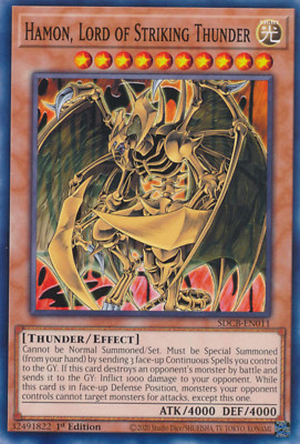Hamon, Lord of Striking Thunder  X 3 N/ MINT YUGIOH CARD SDCB-EN011 Common