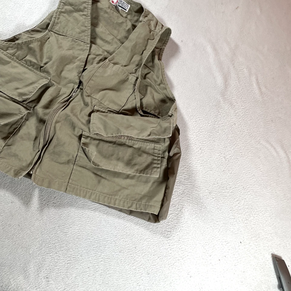 Vintage Sports Afield Fishing Vest Mens Large Tan Nylon Zip Up Hunt Fish Outdoor - Image 2 of 4