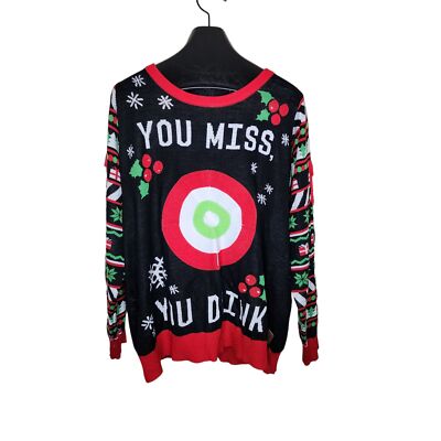Tipsy Elves Holiday Drinking Game Sweater With Balls Mens Size XXL Black NEW