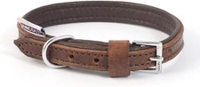 Image of Ancol Vintage Leather Padded Collar Chestnut 35-43 cm Size 4