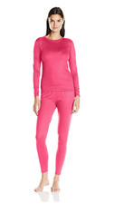 Fruit of the Loom Women's Fleece Lined Thermal Underwear Set, S, Hot Pink - NEW