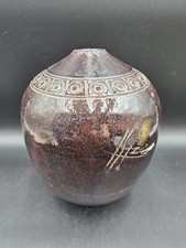 Handmade Art Pottery Raku vase 8 1/2” Tall