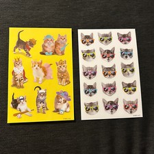Lot Of 2 American Greetings Stickers Cats 2 Loose Sheets Complete